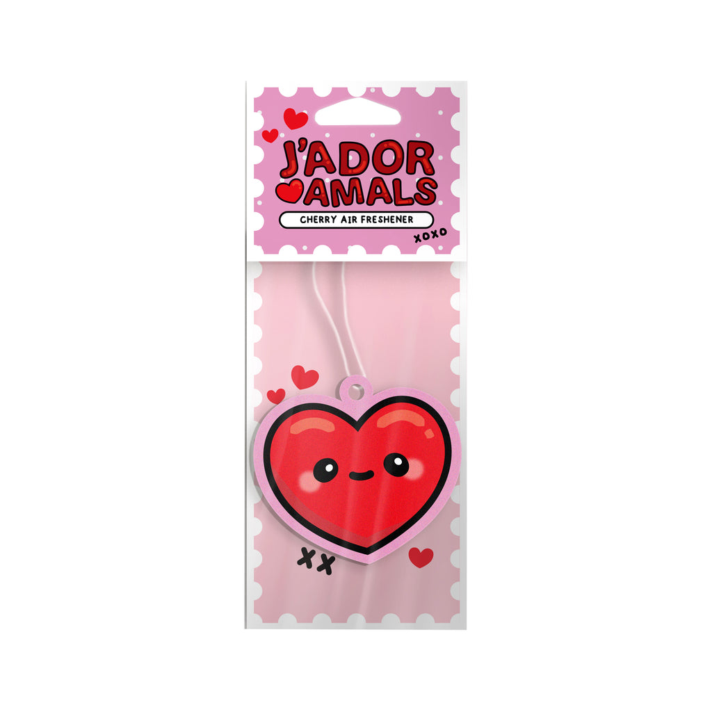 Pink heart-shaped J'Adoramals cherry car air freshener
