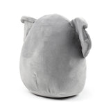 Back view of a soft, light grey koala plush toy.