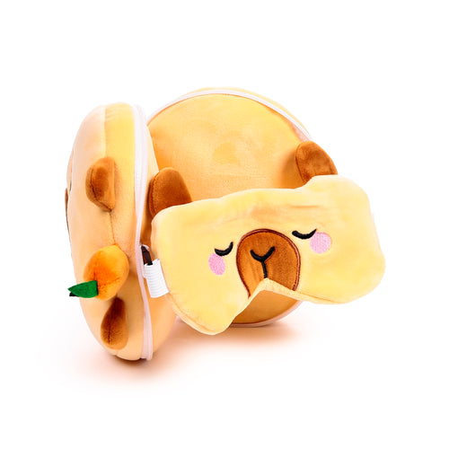 Relaxeazzz Travel Pillow & Eye Mask - Duke the Capybara