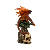 Dark Legends Dragon - Tree of the Dead ornament: orange-red scaly dragon with wings on a dark, green-leafed tree with a skull base.