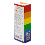 Angled view of a Moisturising Hand Cream box, featuring a 'Strawberry Moisturising Hand Cream' label, vibrant rainbow side, and a rainbow arc on top.
