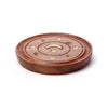 Sheesham Wood Round Ashcatcher Incence Sticks and Cones Burner with Moon and Stars Inlay
