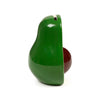 Green ceramic avocado money box, showing the coin slot and dark brown stone.