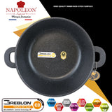 3 Piece Casserole Set - Oven-Safe - Non-Stick Stone-Like Coating & Removable Silicone Handles for Burn-Free Handling. All with Glass Lid.