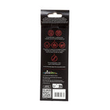 Back view of black packaging for a Recycled ABS 3 Piece Pen Set - Gothica, showing red and white illustrations of the ABS recycling process, multi-lingual product details, a QR code, and a barcode. A hang tab is visible at the top.