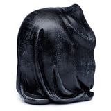 Back view of a dark, textured Reaper ornament, showing draped hood detail and mottled finish.