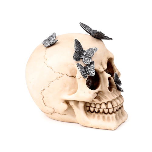 Decorative Ornament - Skull with Metallic Butterflies