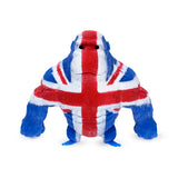 Front view of a Union Jack gorilla stretchy stress fidget toy, featuring red, white, and blue colours.