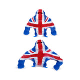 Front view of two Union Jack gorilla fidget toys, painted red, white, and blue, with black eyes, standing on a white background.