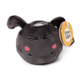 Front view of a dark grey plush Shaun the Sheep fidget toy featuring an embroidered 'queasy' or scrunched facial expression, pink cheeks, and small ear-like protrusions, with a visible Shaun the Sheep tag, displayed on a white background.