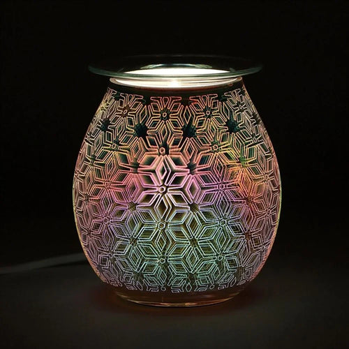 Light Up Electric Oil & Wax Burner - 3D Geometric Flower