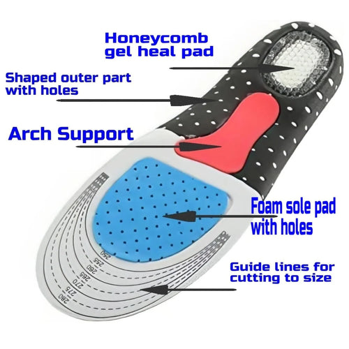 Plantar Fasciitis Support Insoles for Men or Women - Foot Arch Support Inserts