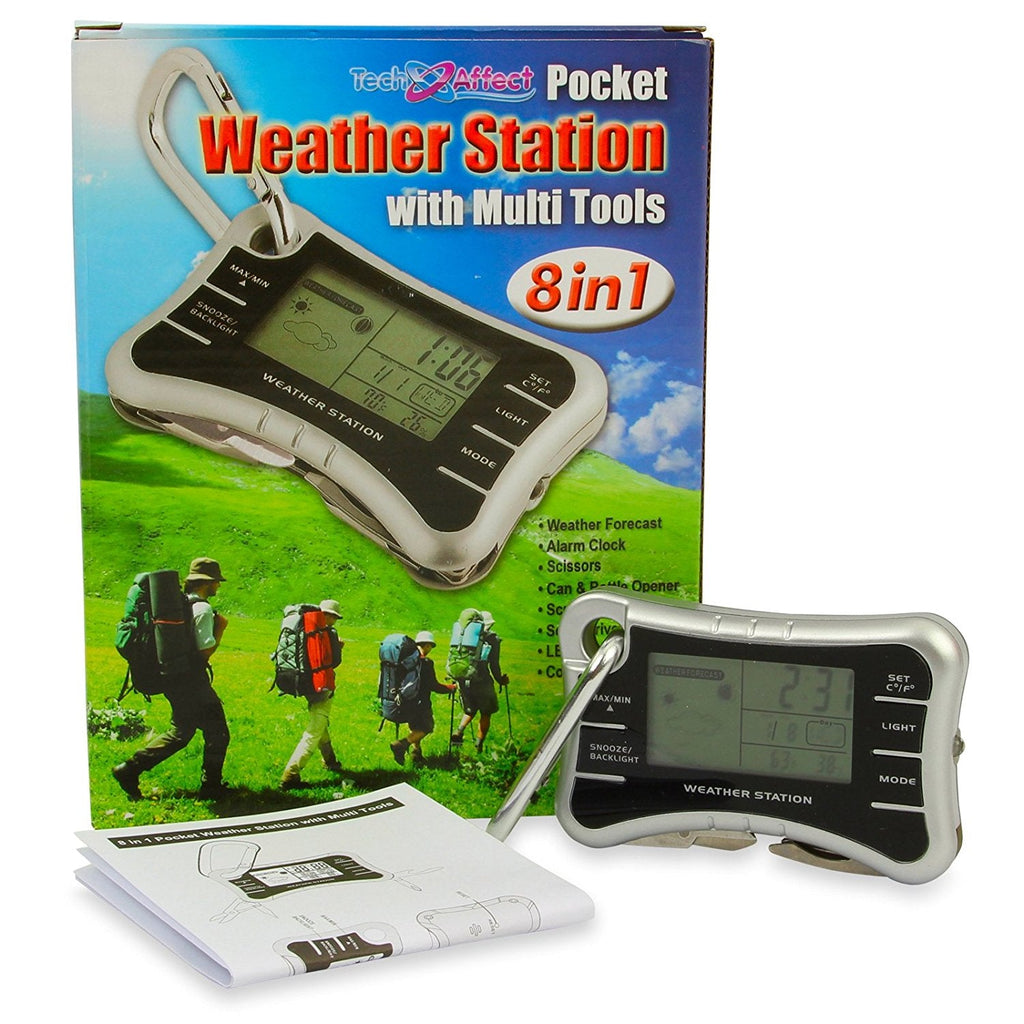 Weather station alarm clock  - Pack contents -  Pocket Weather Station Outdoor Survival Kit