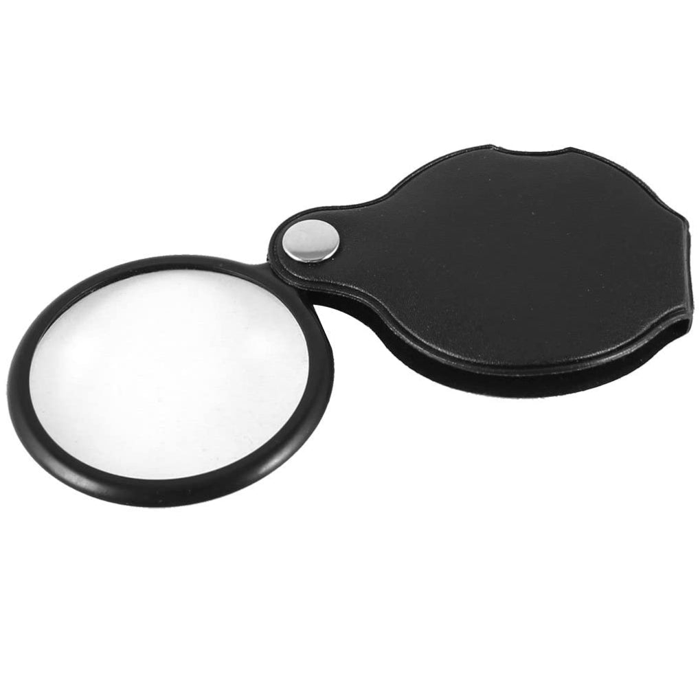 FoldOut Pocket Magnifier with Leather Case - 5x Magnification 50mm