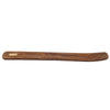Top view of a dark brown Sheesham wood ashcatcher incense stick burner, featuring a pale wood inlay and a distinct curved end.
