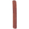 Top view of a reddish-brown Sheesham wood ashcatcher incense stick burner, featuring two parallel rows of delicate engraved flower patterns along its length and a single flower engraving at the top for incense stick placement.