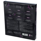 Angled view of dark rectangular packaging for backflow incense cones, featuring a purple rearing unicorn illustration and 'Unicorn's Grace' text. The box displays product information and directions in multiple languages, with a barcode and vegan certification logos visible on the side.