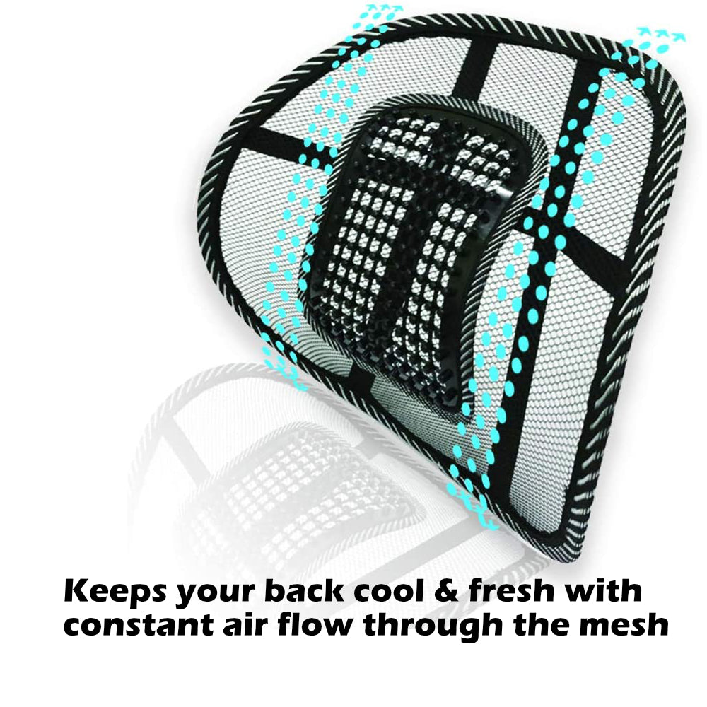 Cool Vent Cushion Mesh Back Lumbar Support New Car Office Chair Truck Seat  Black 
