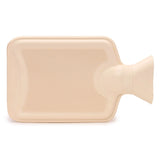 Cream-coloured hot water bottle with a diagonally ribbed texture, displayed lying flat.