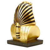 Decorative gold and black Egyptian Tutankhamen bust figurine, angled view, with hieroglyph details.