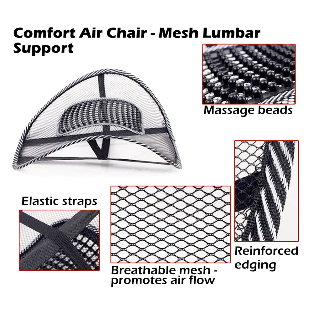 Cool Vent Cushion Mesh Back Lumbar Support Black